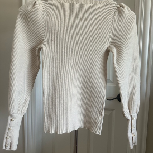 Cream Ribbed Knit Sweater - Picture 2 of 2